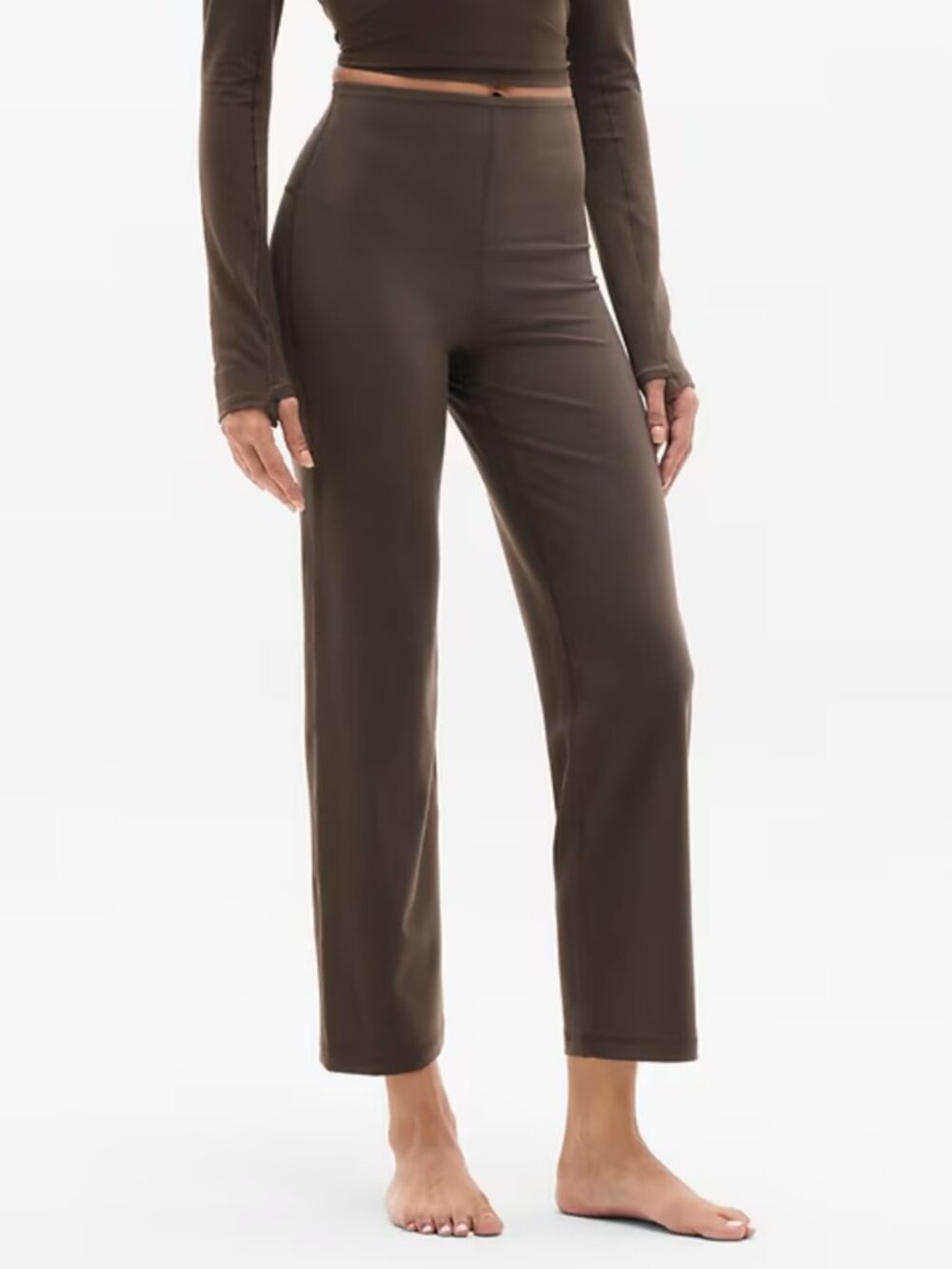 Athleta Ultra High Rise Dark Truffle Brown Straight Crop Pants Size Small